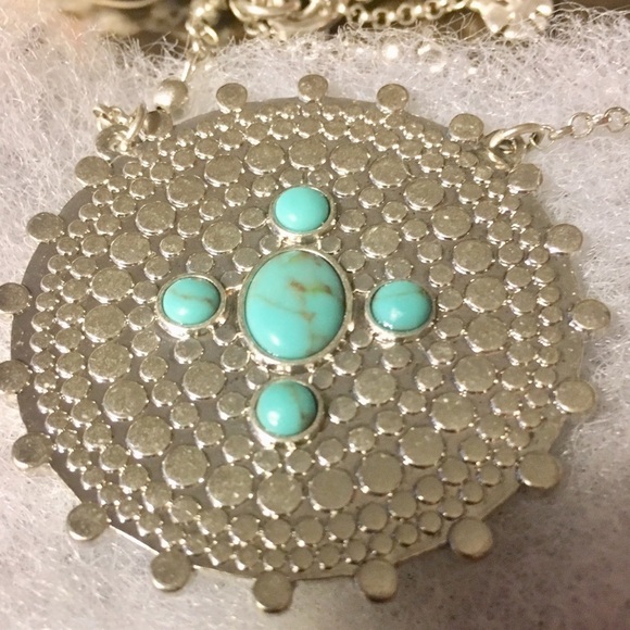 LUCKY BRAND Necklace Turquoise and Silvert… - Picture 1 of 5